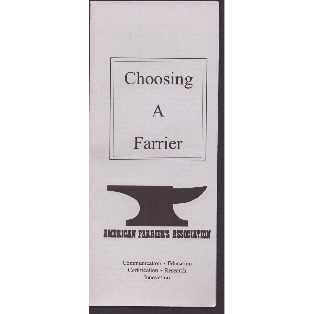 American Farrier's Association Choosing A Farrier Educational Pamphlet Brochure